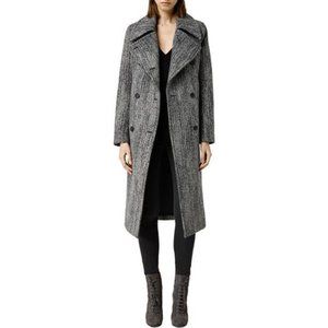 All Saints Women's Gray Double-Breasted Coat